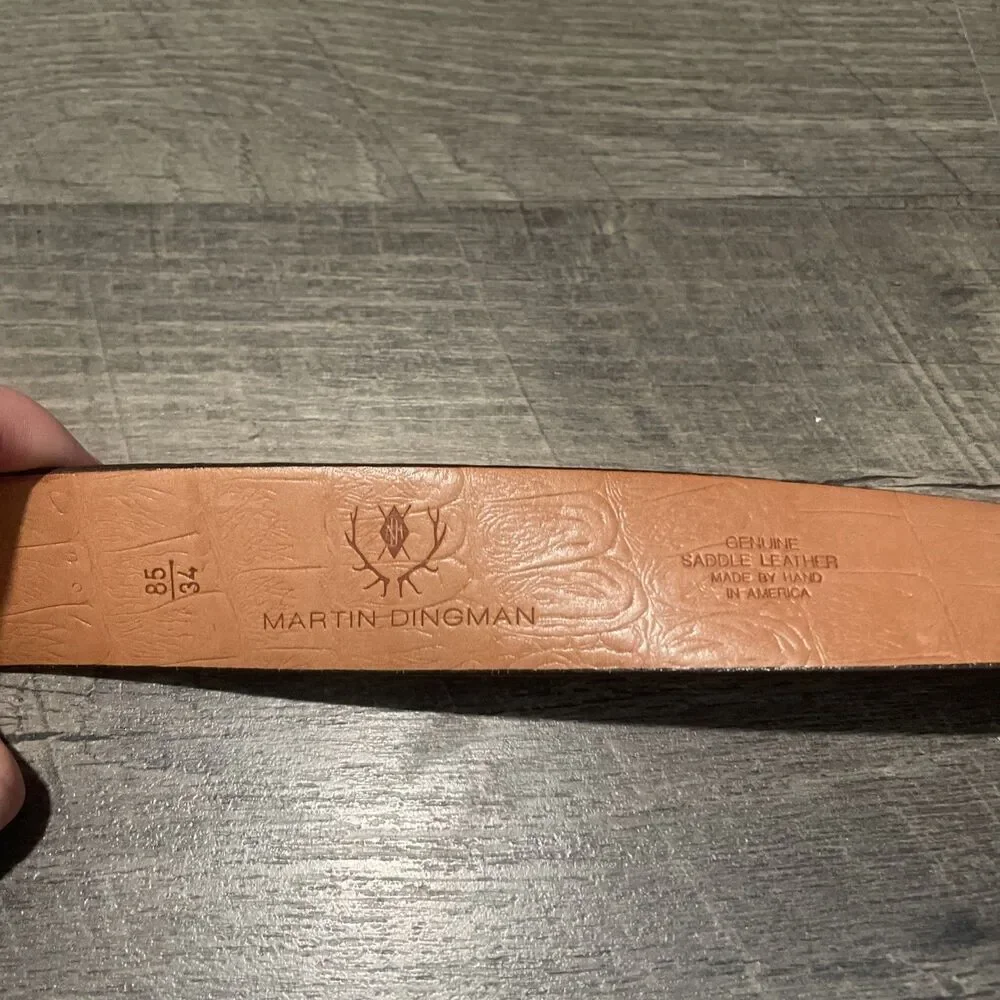 Martin Dingman Men’s Crocodile Embossed Leather Belt Size 34 Handcrafted USA